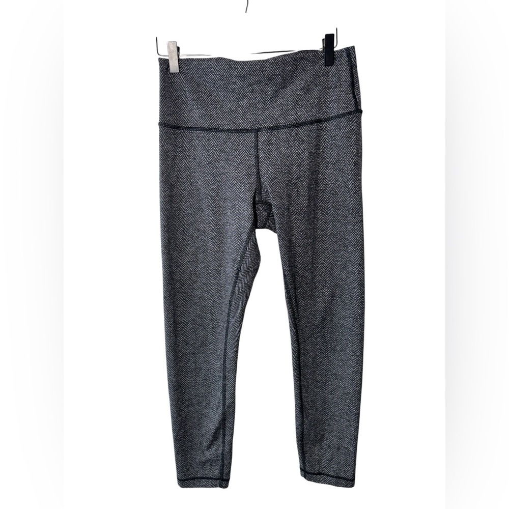 Lululemon Wunder Under Grey Herringbone High-Rise Leggings Size 8